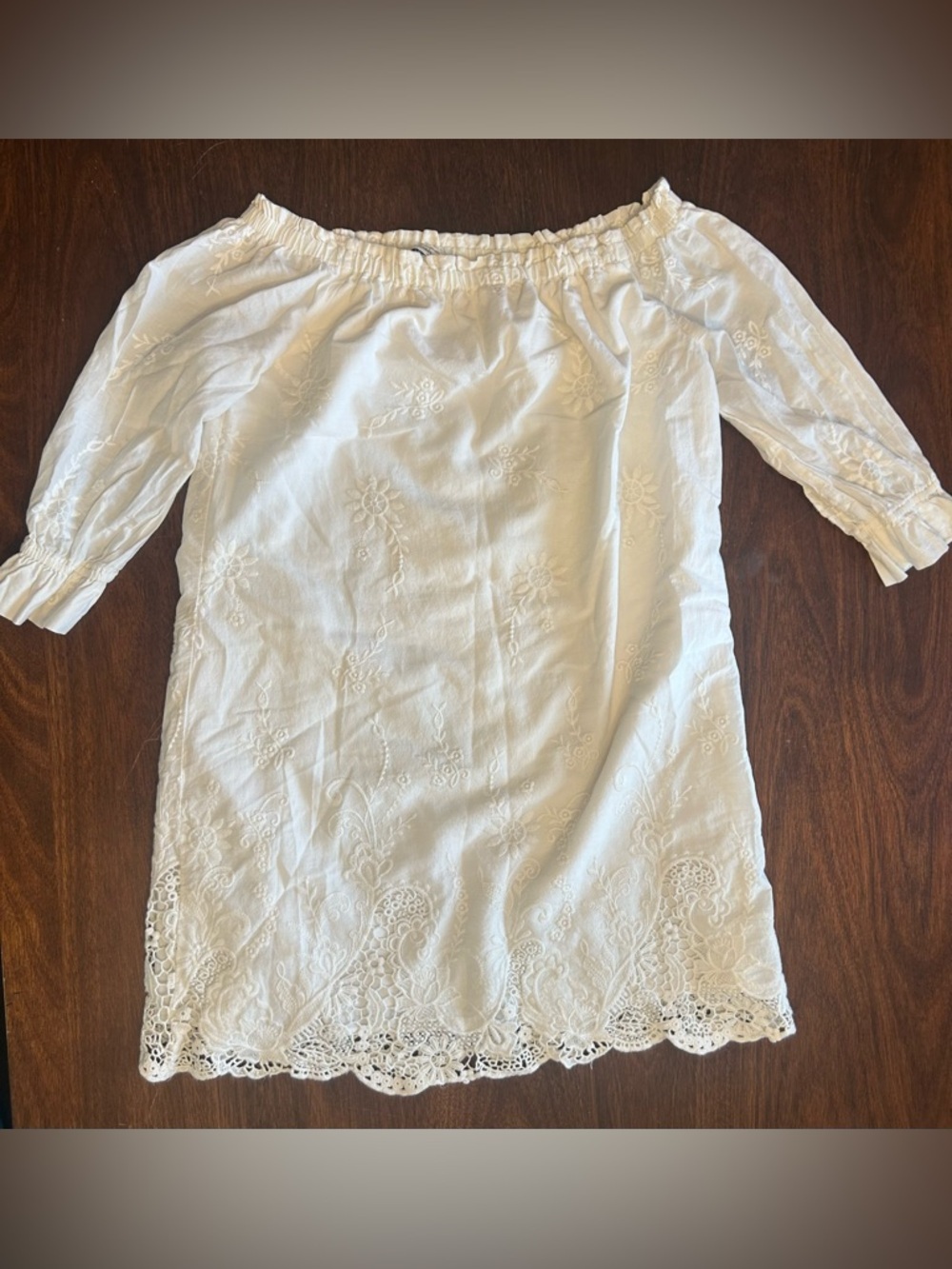 Abercrombie & Fitch White Off-Shoulder Embroidered Mini Dress